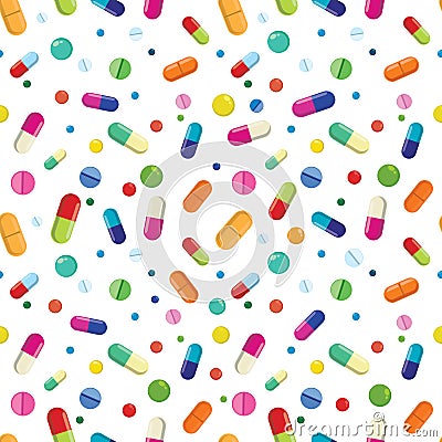 Seamless pattern with medicine drugs illustration Vector Illustration