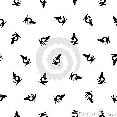 Seamless pattern of Microscope. Black on white Vector Illustration