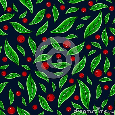 Seamless pattern with mistletoe Vector Illustration