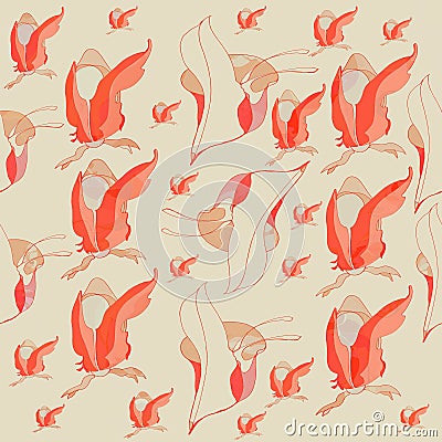 SEAMLESS PATTERN.VINTAGE DESIGN.MODERN FLOWER PATTERN. PLAIN BEIGE BACKGROUND Stock Photo