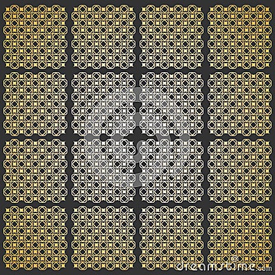 Seamless pattern. Modern geometric texture in grey - golden color. Repeating stylish tiles of squares Vector Illustration