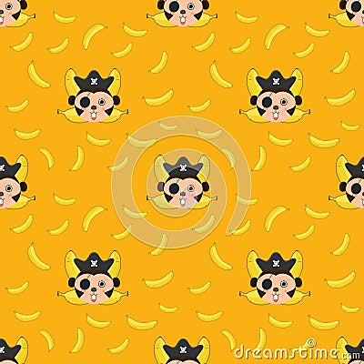 Seamless pattern Monkey and bananas Vector Illustration