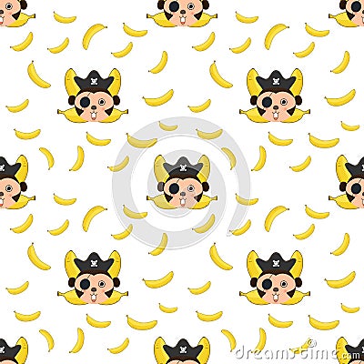 Seamless pattern Monkey and bananas Vector Illustration