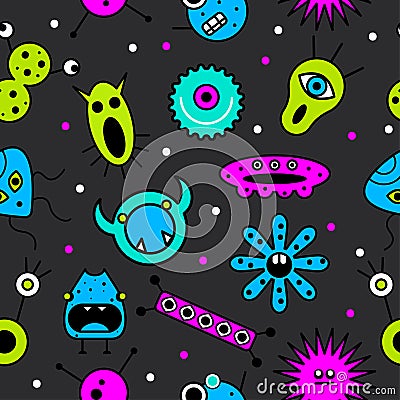 Seamless pattern monsters Vector Illustration