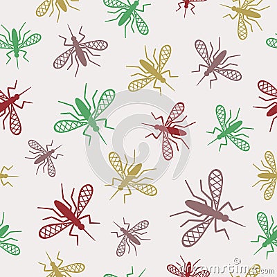 Seamless pattern with mosquito. Vector background, textile, fabric design Vector Illustration