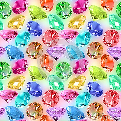 Seamless pattern of motley crystals Stock Photo