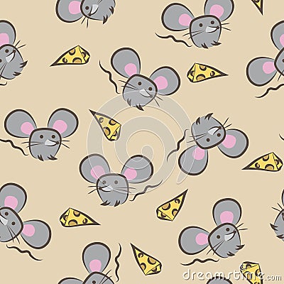 Seamless pattern with mouses. Color doodle. Vector illustration Vector Illustration