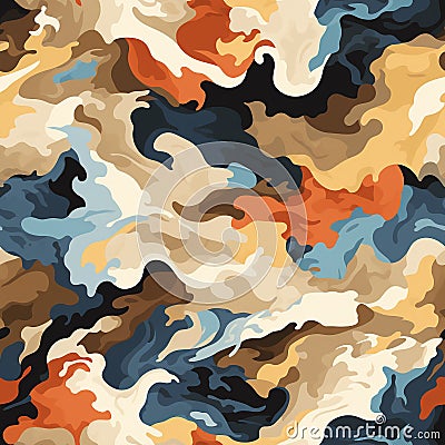 Seamless Pattern MultiCam: Developed for a broader range of environments with a mix of colors and shapes, AI generated Stock Photo