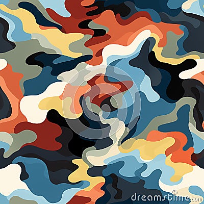 Seamless Pattern MultiCam: Developed for a broader range of environments with a mix of colors and shapes, AI generated Stock Photo