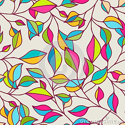 Seamless pattern with multicolor autumn leaves. Vector nature ba Vector Illustration