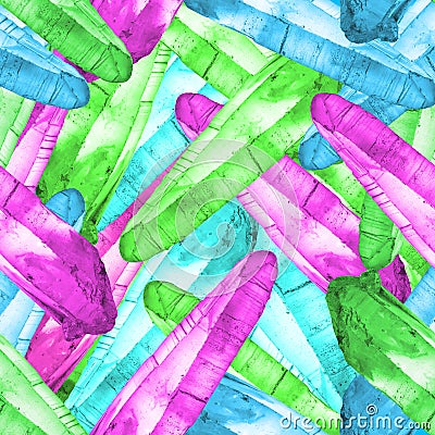 Seamless pattern. Multicolored crystals of quartz. Stock Photo