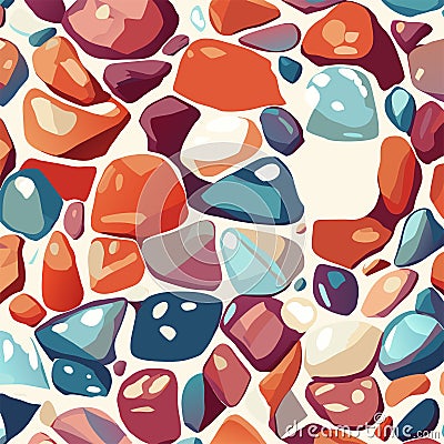 Seamless pattern of multicolored pebbles. Vector illustration AI Generated Vector Illustration