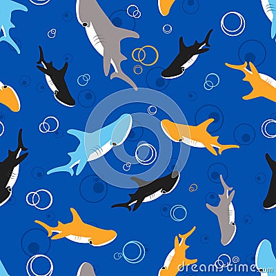 Pattern with a shark hammer Vector Illustration