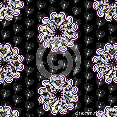 Seamless pattern with multiple colorful hearts Vector Illustration