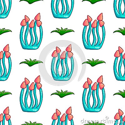 Seamless pattern with mushrooms Vector Illustration