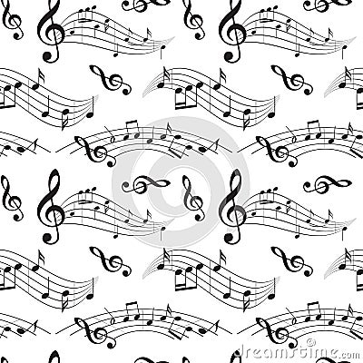 Seamless pattern with music notes - vector background Vector Illustration