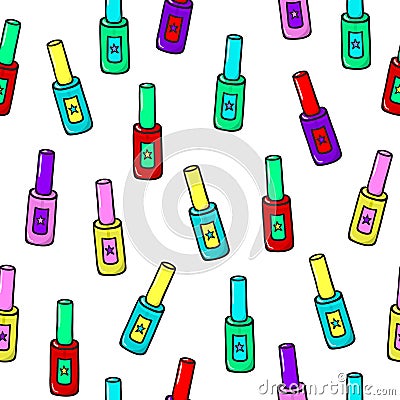 Seamless Pattern With Nail Polish Vector Illustration