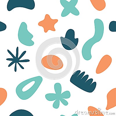 Seamless pattern with naive doodle smooth organic shapes Vector Illustration