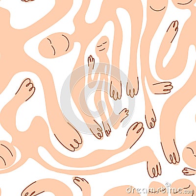 Seamless pattern naked abstract asexual people. Vector illustration Vector Illustration