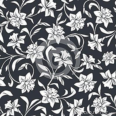 Seamless pattern with narcissus flowers. Vector illustration. Vector Illustration