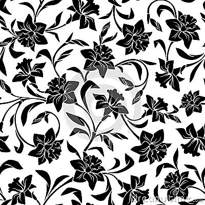 Seamless pattern with narcissus flowers. Vector illustration. Vector Illustration