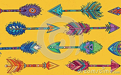 Seamless pattern with Native American Indian arrows in ethnic style Vector Illustration