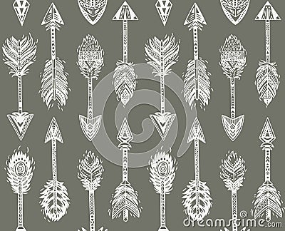 Seamless pattern with Native American Indian arrows in ethnic style Vector Illustration