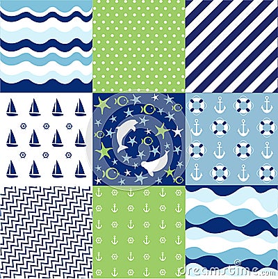 Seamless pattern with nautical elements Vector Illustration