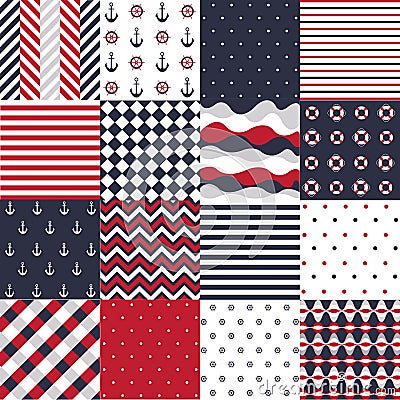 Seamless pattern with nautical elements Vector Illustration