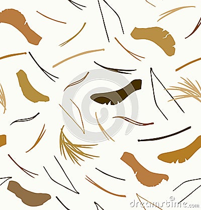 Seamless pattern with needles and seeds. Nature graphic background, vector texture. Vector Illustration