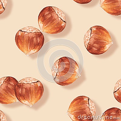 Seamless pattern with nuts 3 Stock Photo