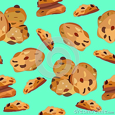 Seamless pattern with oatmeal cookies Vector Illustration