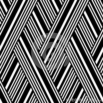 916 Seamless pattern with oblique black and white streaks, modern stylish image. Vector Illustration