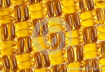 Seamless pattern of omega 3 capsules on a white background. Stock Photo