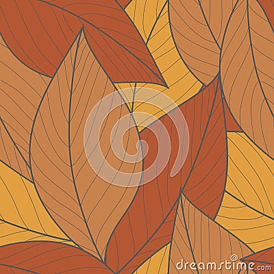 Seamless Pattern with Orange Leaves Vector Illustration