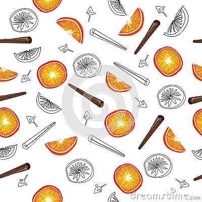 Seamless pattern of orange slices Stock Photo