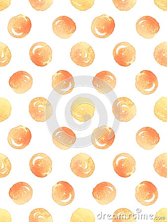 Seamless pattern with orange watercolor polka dots. Vector illustration Vector Illustration