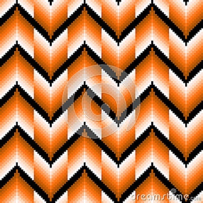 Seamless pattern with orange zigzag elements Vector Illustration