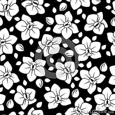 Seamless pattern with orchid flowers. Vector Illustration