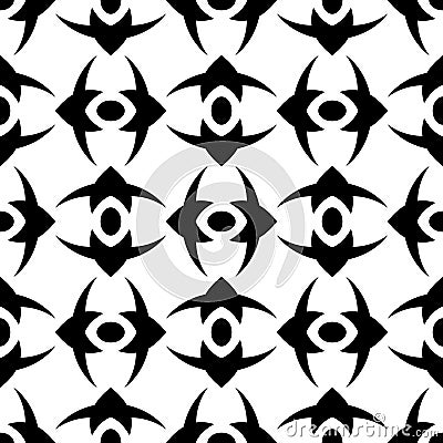 Seamless pattern with ordered arrangement of abstract geometric shapes. Image of black crosses on a white background. Colorful Cartoon Illustration