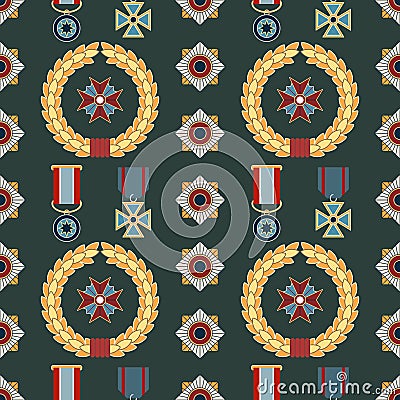 Seamless pattern with orders and medals Vector Illustration