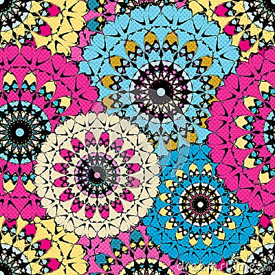 Seamless pattern in oriental style colorful ornamental background with mandala elements Islam Arabic Asian motifs Vector Illustration