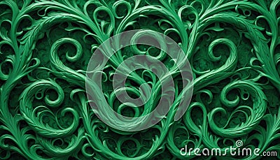 Verdant Floral Scrollwork Pattern Stock Photo