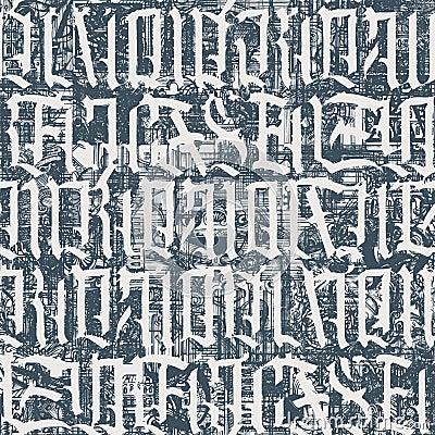 Seamless pattern of ornate Monochrome Gothic letters Stock Photo