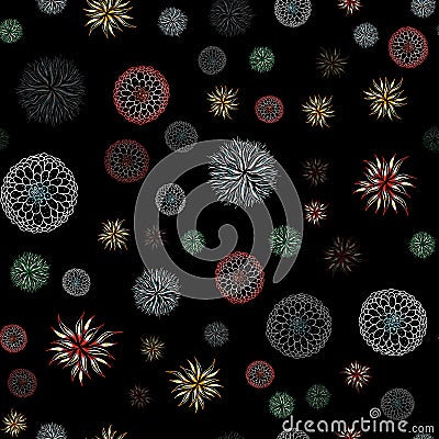 Seamless pattern of outline microbes. Colorful simple line elements from a medical concept. Editable vector stroke microbe. Virus Cartoon Illustration