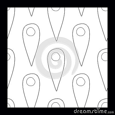 Seamless pattern with outlines of location symbols. Vector illustration on white background. Linear Background with Navigation Vector Illustration