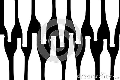 Seamless pattern pack paper with different shaped black and white wine bottles. Flat Design Vector illustration Vector Illustration