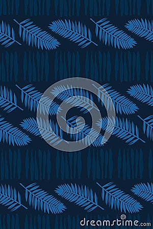 Seamless pattern with palm leaves and stripes. Vector Illustration