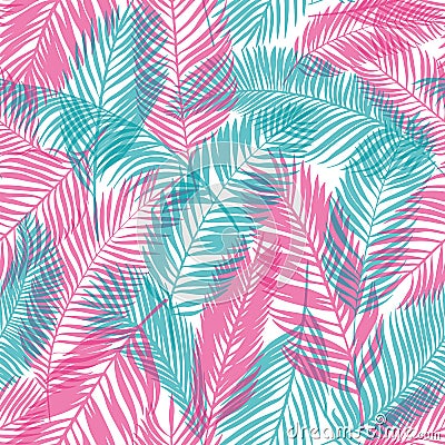 Seamless pattern of palm leaves. Tropical background. Vector illustration. Vector Illustration