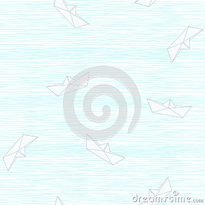 Seamless pattern with paper ships . Stock Photo